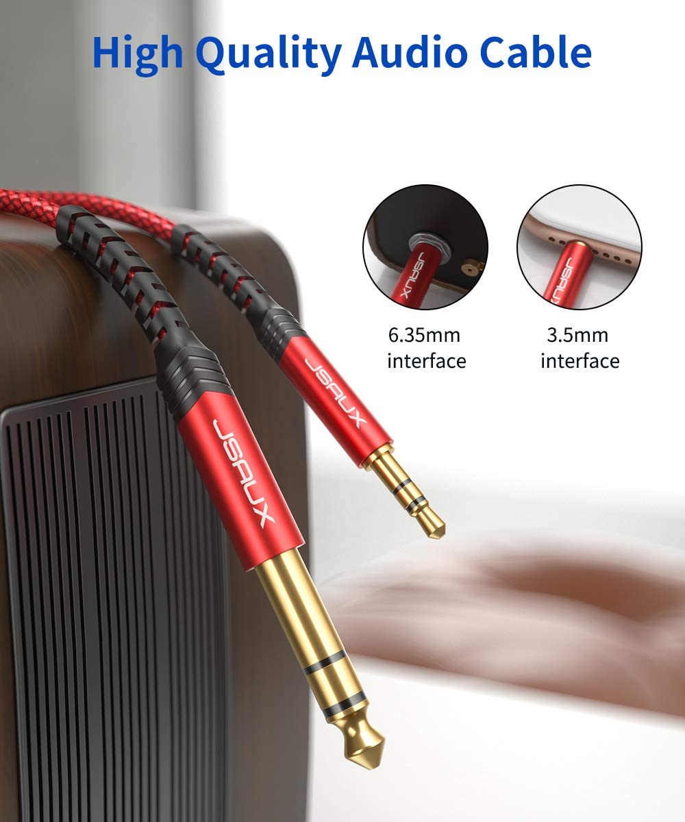 JSAUX 3.5mm to 6.35mm Stereo Audio Cable, 6.35mm 1/4 JSAUX 3.5mm to 6.35mm Stereo Audio Cable, 6.35mm 1/4